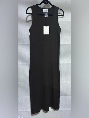 Legoe Heritage Resort Dress Ribbed Maternity Maxi Chocolate Brown Size 1 / M NEW